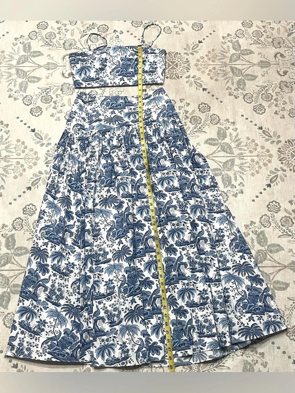 STAUD Procida Maxi Skirt / Federico Cropped Tank Set Blue Toile Size 4 / Small